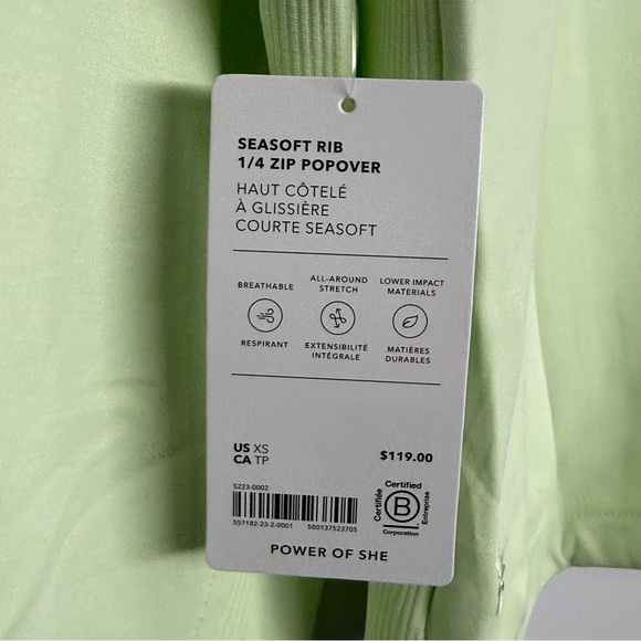 Athleta Seasoft Rib 1/4 Zip Popover Honeydew Size XS NWT Green - Picture 6 of 6